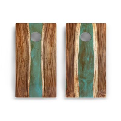 2ft x 4ft River Epoxy Resin with Live Edge Acacia Pathfinder ART Cornhole Boards