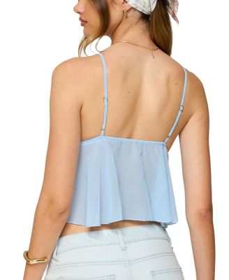 Ruffle Sheer Chiffon Babydoll Tank Top