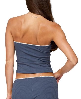 Isela Contrast Pointelle Tube Top