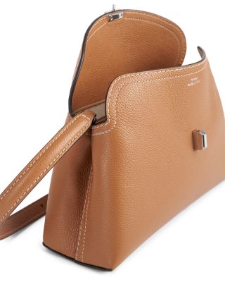 T-Lock Grained-Leather Top Handle Bag in Tan