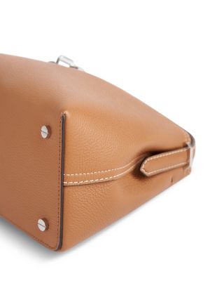 T-Lock Grained-Leather Convertible Clutch in Tan