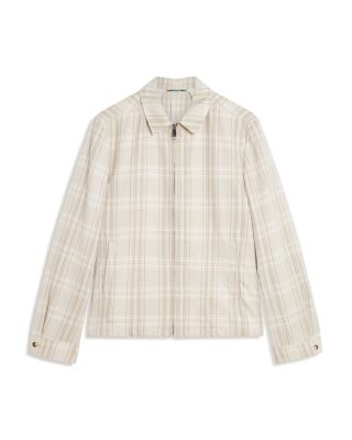 Arrigoh Checked Cotton &amp; Linen Harrington Jacket