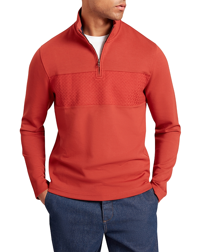 Ted Baker Simonea Textured Panel Half Zip Sweatshirt In Red