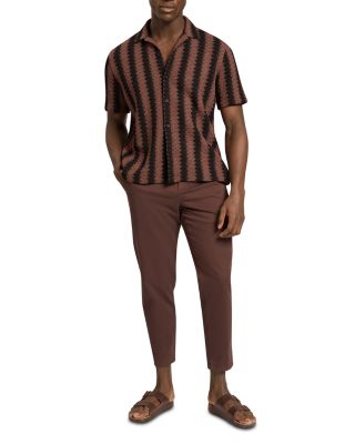 Monier Textured Stripe Relaxed Crochet Shirt