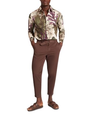 Armodo Tapered Fit Belted Cotton Stretch Pants