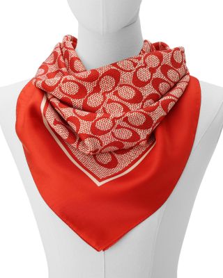 Textured Signature C Print Silk Square Scarf