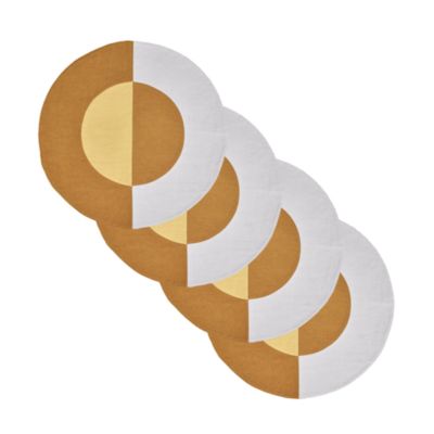 Misette - Bauhaus Embroidered Linen Round Placemats, Set of 4