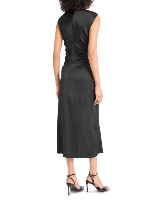 Ruched Satin Midi Dress