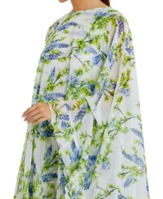 Floral Print High Neck Ruffle Hem Cape Mini Dress