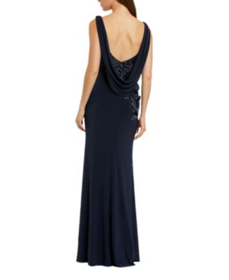  Sleeveless Jersey Cowl Neck Gown With Beading