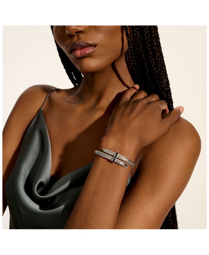 Sterling Silver Spear Black Sapphire Flex Bracelet