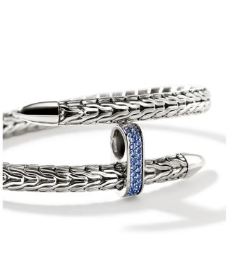 Sterling Silver Spear Blue Sapphire Flex Bracelet 