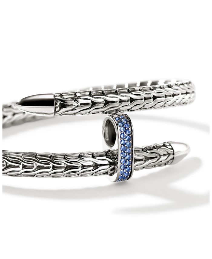 Sterling Silver Spear Blue Sapphire Flex Bracelet