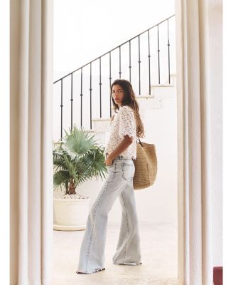 The Lax High Rise Flare Jeans in Wisp Raw Fray