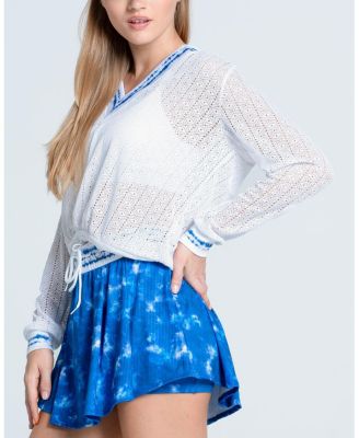Shibori Stripe Lace Pullover Top