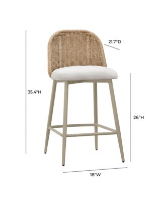 Alexa Rattan Performance Fabric Outdoor Counter Stool