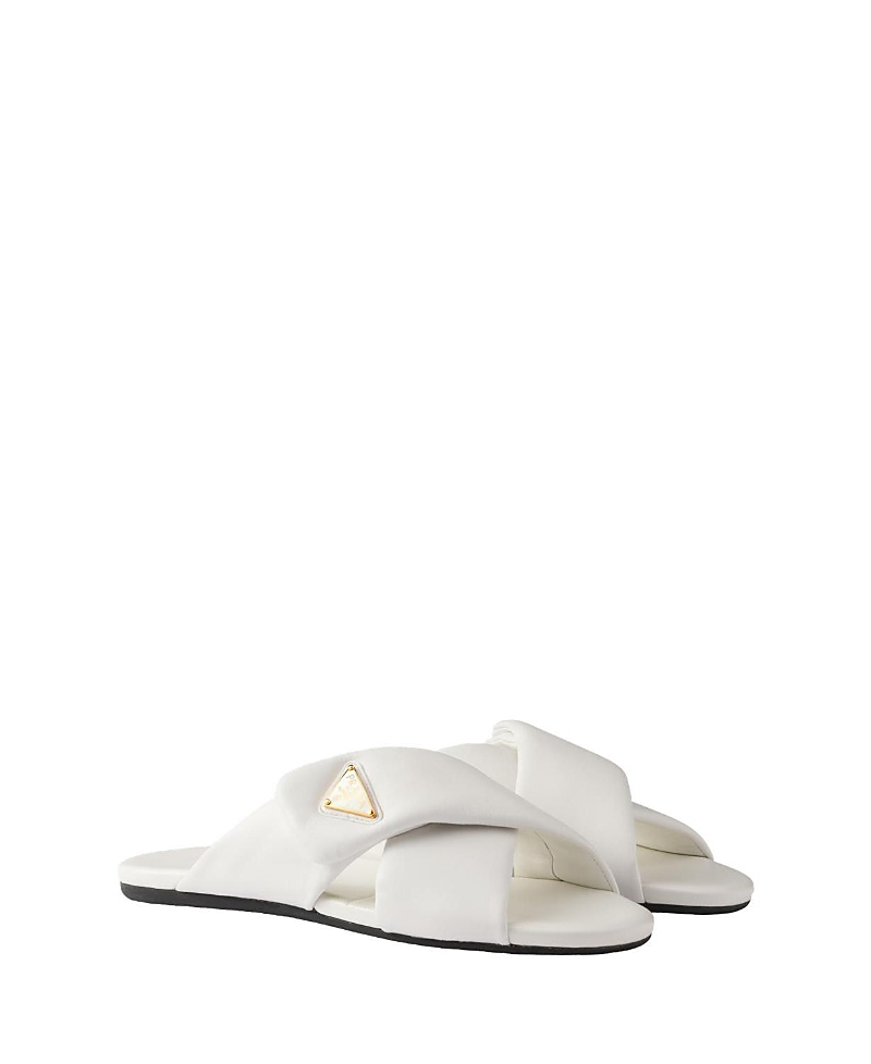 Prada Slippers In Nappa Bianca Donna In Multi