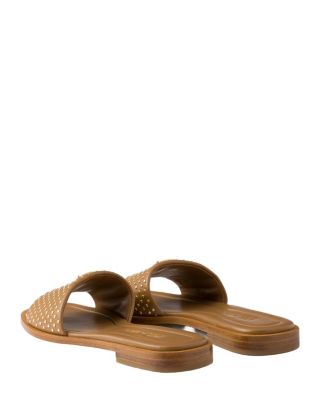  Women's Nappa Leather Slides with Studs