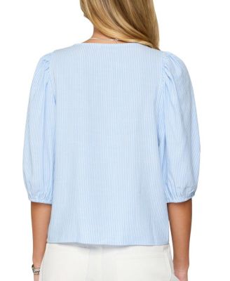 Pinstripe Linen Look Button Up Shirt