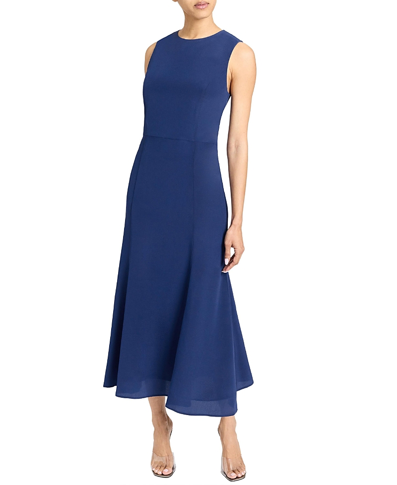 Santorelli Rosalia Sleeveless Midi Dress In Silk Crepe De Chine