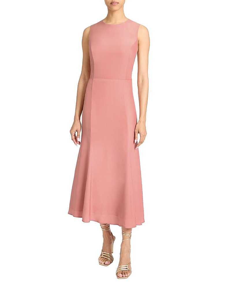 Santorelli Rosalia Sleeveless Midi Dress In Silk Crepe De Chine In Pink