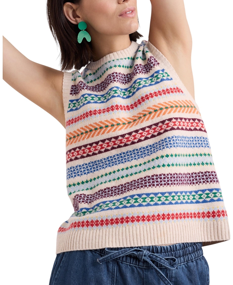 Seasalt Cornwall Percella Cove Fair Isle Merino Wool Blend Sweater Vest In Multi