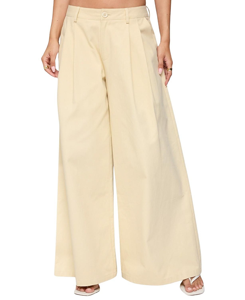 Edikted Lennon Ultra Wide Leg Pants In Neutral