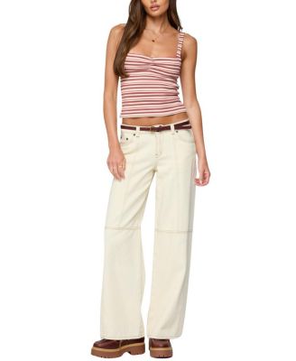 Adelia Striped Ruched Tank Top
