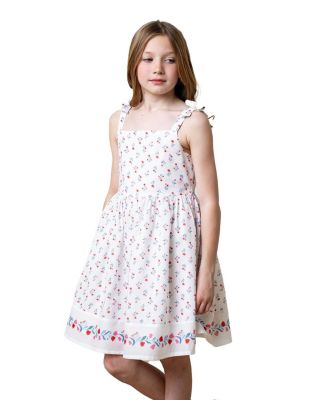Hope & Henry - Girls' Organic Sleeveless Bow Strap Border Hem Sundress - Little Kid