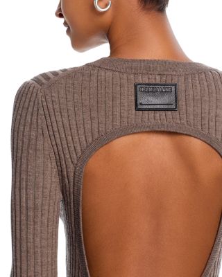Wool Ribbed Open Back Sweater