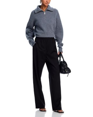 Wool Half Zip Funnel Neck Sweater