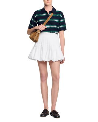 Pleated Bubble Hem Mini Skirt
