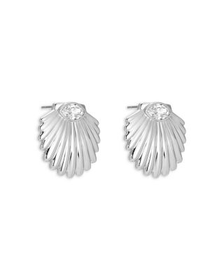 Santorini Cubic Zirconia Shell Statement Stud Earrings