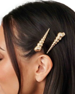 Cubic Zirconia Capri Shell Hair Barrettes, Set of 2