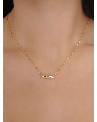 Baguette Crystal Oval Dome Simple Pendant Necklace, 20"