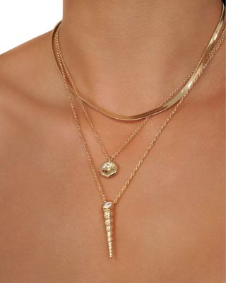 Saint Tropez Cubic Zirconia Shell Layered Pendant Necklace, 17"