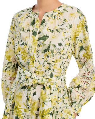 Cotton Print Eyelet Trim Dress