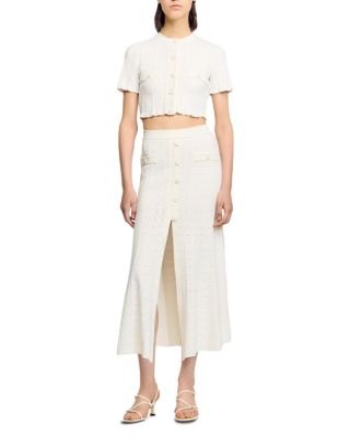 Cropped Pointelle Knit Cardigan