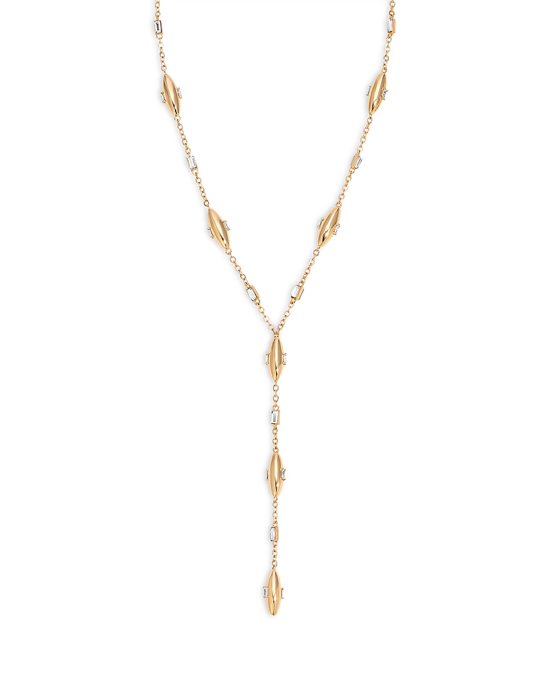 Ettika Baguette Crystal Oval Dome Lariat Necklace, 14.5