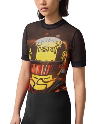 REISS - Mclaren Santino Short Sleeve Lando Printed Mesh Top