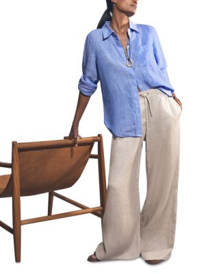 Willow Linen Blend Wide Leg Trousers