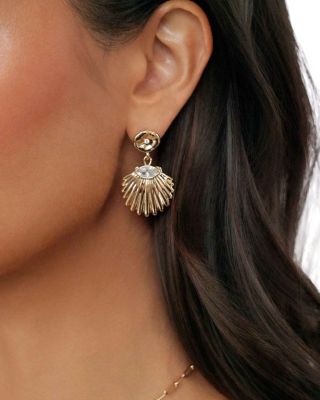 Santorini Cubic Zirconia Shell Drop Earrings