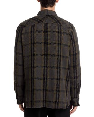 Herringbone Plaid Oversized Fit Button Down Shirt