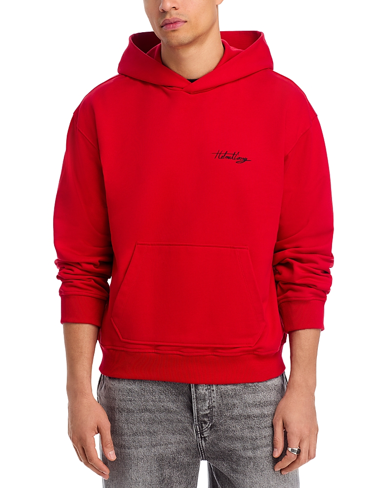Helmut Lang Sketch Compact Cotton Graphic Hoodie In Red