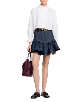 Cropped Bow Trim Shirt
