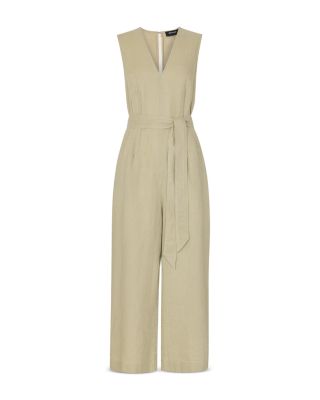 Belted Seamed Linen Jumpsuit