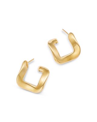 Square Twist Hoop Earrings 14K Yellow Gold