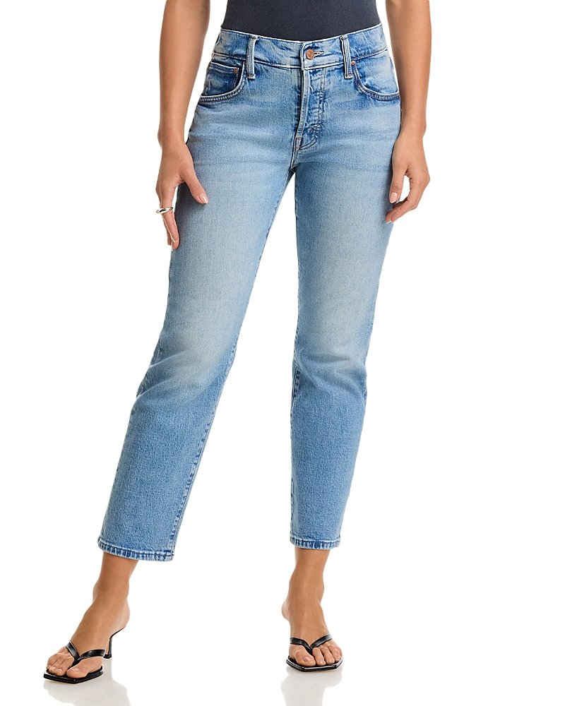 Mother Lil High Rise Hiker Hover Jeans In Fight For Your Right In Blue