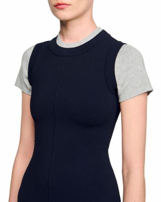 Contrast Short Sleeve Knit Dress