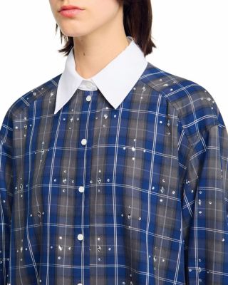 Rhinestone Button Front Shirt